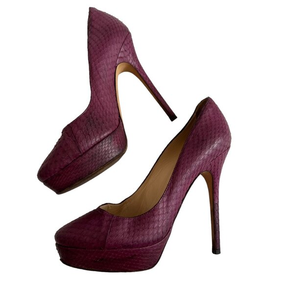 Jimmy Choo Cosmic Snakeskin leather pumps platform 5" stiletto high heel 36 - Picture 6 of 11